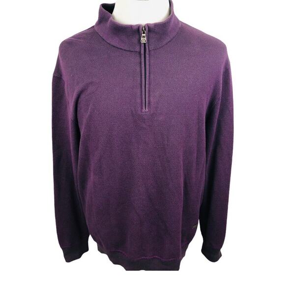 Tonino Lamborghini 1/4 Zip Sweater Mens 2XL XXL Knit Pullover Mock Neck Purple - Picture 1 of 10